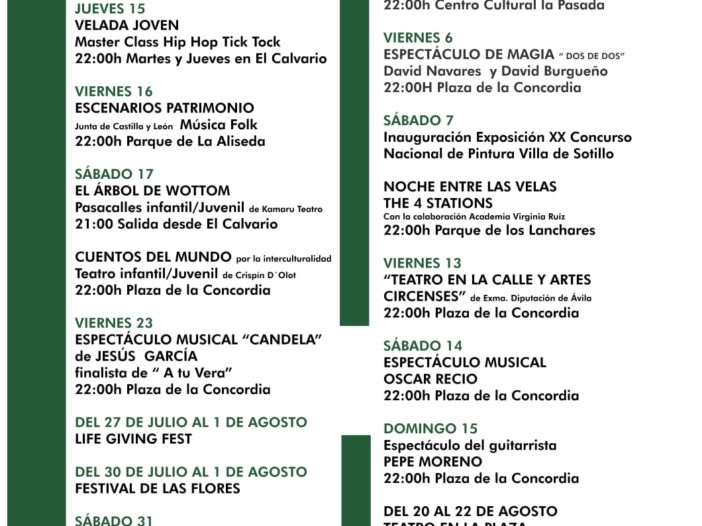 Durante el verano Música, Cultura y Talento sotillano