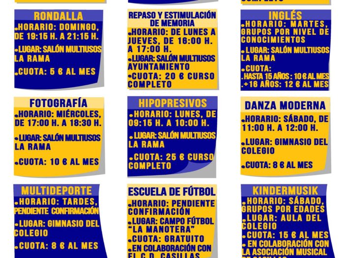 CURSOS FORMACIÓN 2021/2022 en Casillas