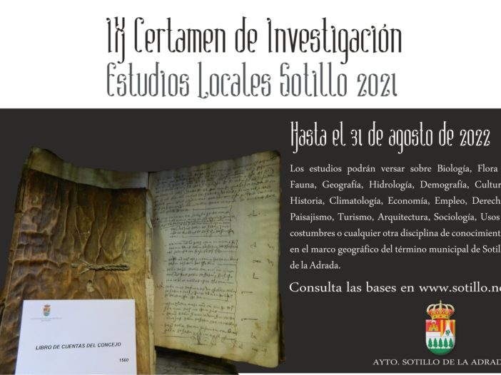 IX CERTAMEN DE INVESTIGACIÓNSOBRE ESTUDIOS LOCALES VILLA DE SOTILLO 2022