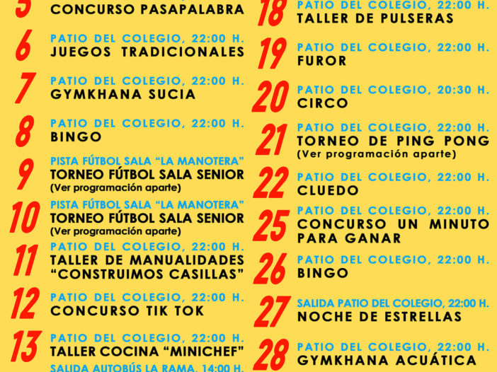VERANO 2022 MES DE JULIO